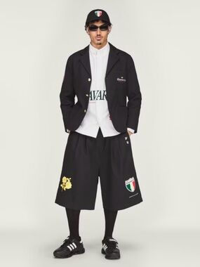 Adidas Black Blazer size small with Crest and Gold Buttons and shorts size M
